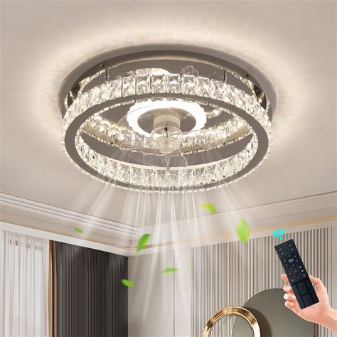 Kindlov Ceiling Fans With Lights Modern Crystal Ceiling Fan With