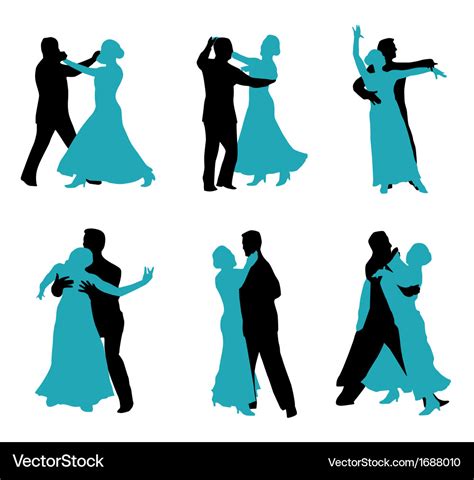 Couple ballroom dancing silhouette Royalty Free Vector Image