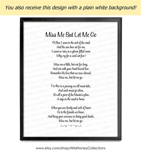 Miss Me but Let Me Go Funeral Poem Lost Loved One Poem in - Etsy