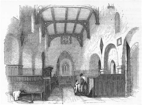 Herts Nave St Albans 1845 Old Antique Vintage Print Picture