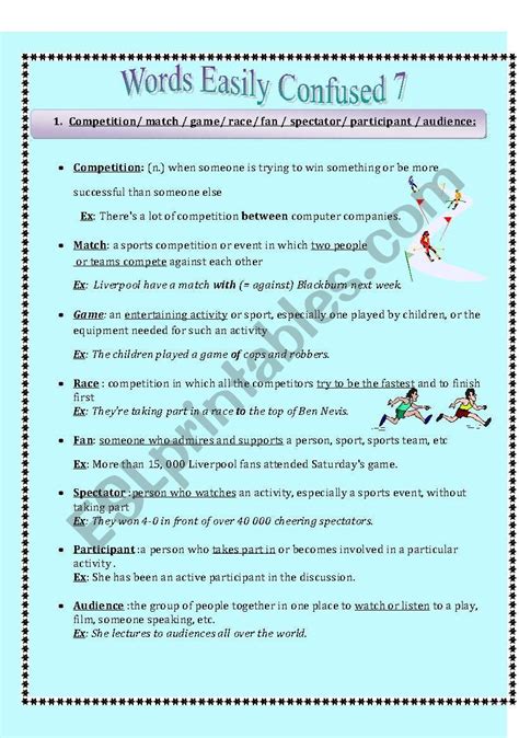 Words Easily Confused 7 ESL Worksheet By Lamyaa