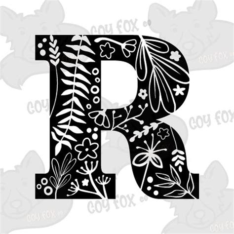 Floral Alphabet Monogram Letter R Svg SVG Clip Art Vector Artwork Dxf ...