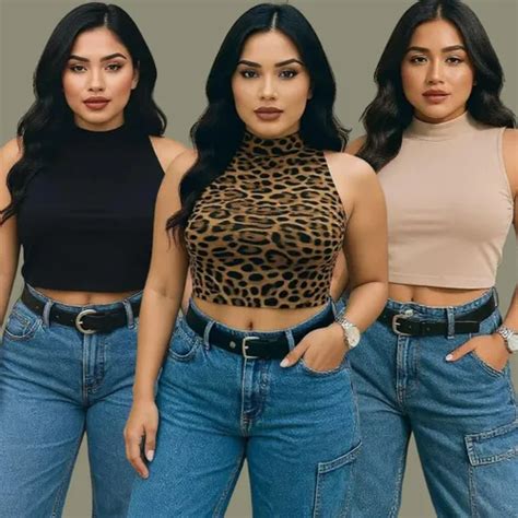 Cropped Feminino Kit Unidades Nude Preto Oncinha Chega Hoj Parcelamento Sem Juros