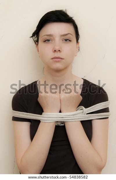 Beautiful Brunette Girl Tied Ropes Stock Photo 54838582 Shutterstock