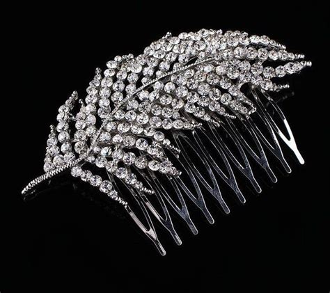 Silver Crystal Leaf Bridal Art Deco Hair Comb Downton Abbey Etsy