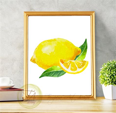 Lemon Print Lemon Decor Lemon Wall Art Kitchen Print Lemon