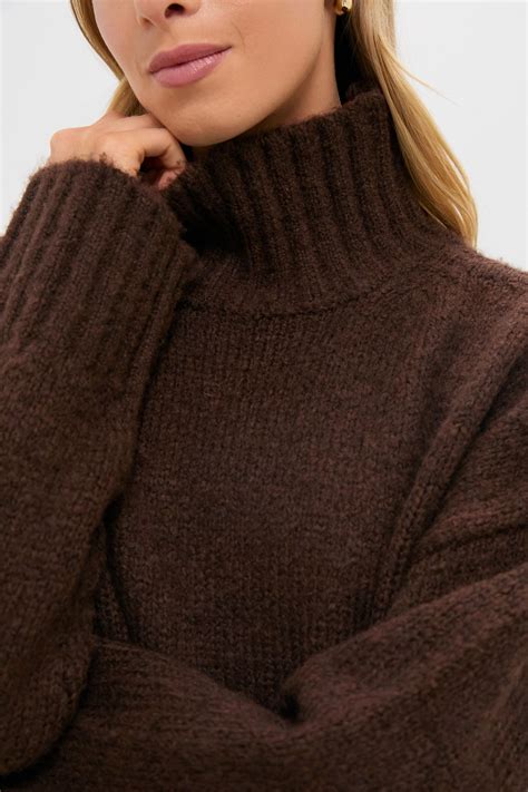 chocolate boucle hannah turtleneck sweater tuckernuck