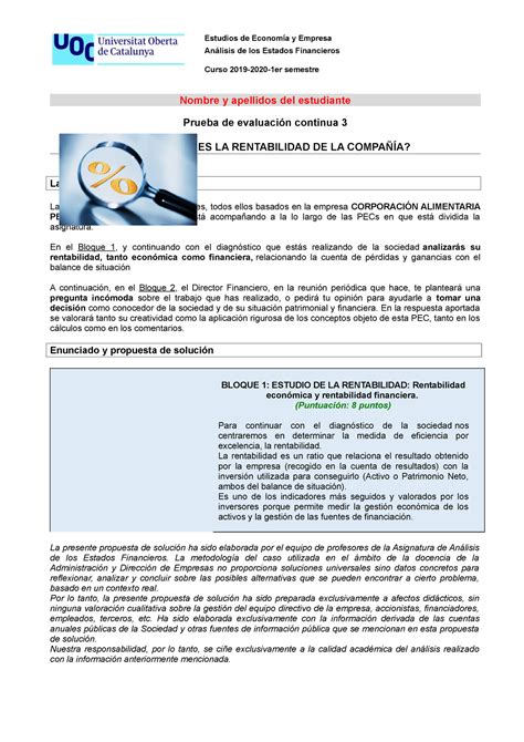 PEC3 Solucion 2019 Estudios de Economía y Empresa Análisis de los