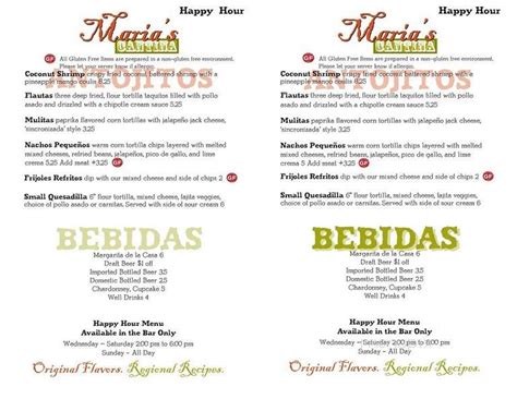 Online Menu of Maria's Cantina, Woodland, CA