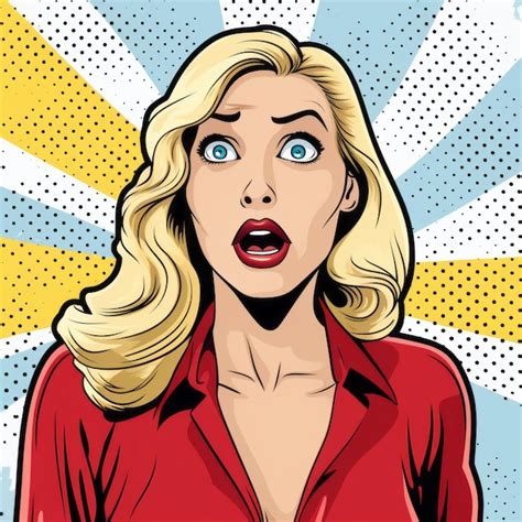 Premium Photo Blond Elegant Woman Surprised Pop Art Vector Illustration