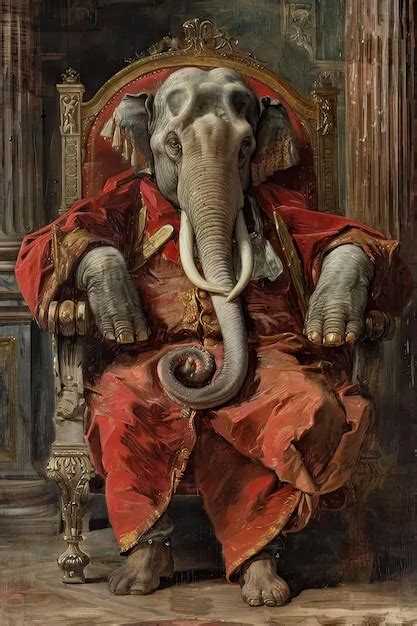 Premium Photo | A painting of an elephant sitting in a chair