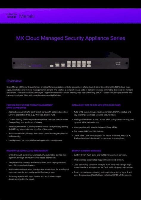 Pdf Mx Cloud Managed Security Appliance Seriesteltech Net Au Pdf