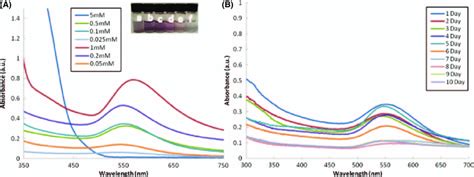 A Uv Vis Absorption Spectra Of Gold Nanoparticles Synthesized In