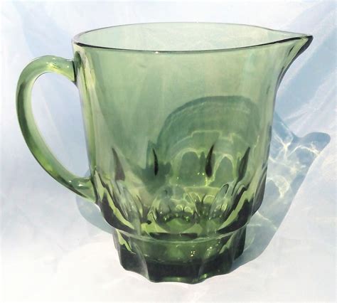 Original Vintage Colored Green Glass Water Pitcher 6 Cup Hazel Atlas