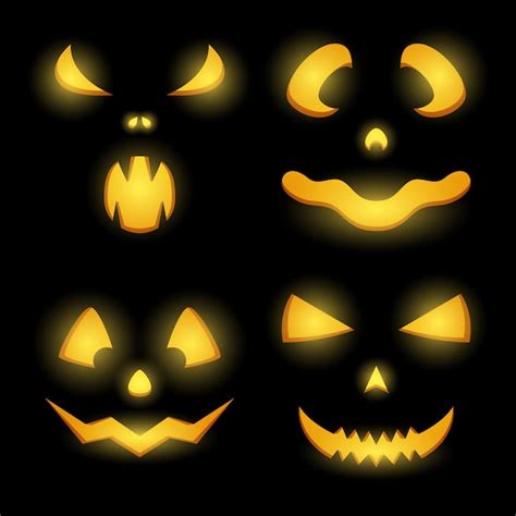 Conjunto de cara de calabaza de halloween ilustración vectorial