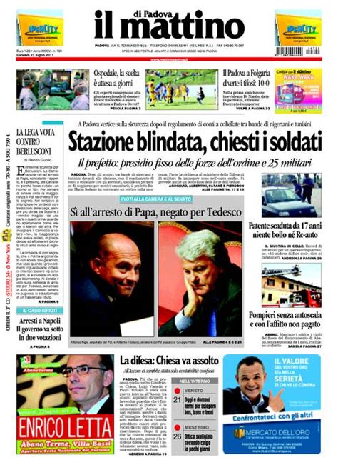 Le prime pagine di giovedì 21 luglio 2011 - Il Post