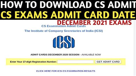 Cs December Admit Card Cs Exam Admit Card Dec How To