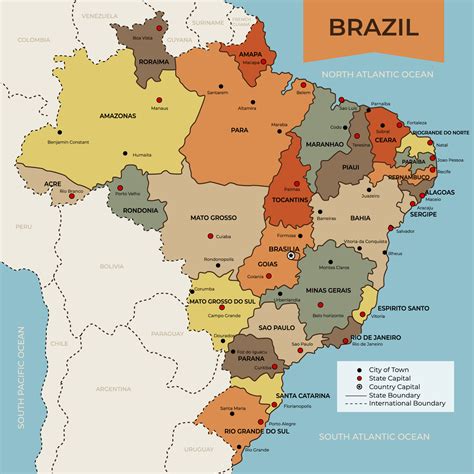 Map Of Brazil And Surrounding Borders Vector Art At Vecteezy