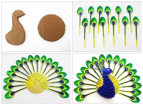 Diy Home Decor How To Make Beautiful Peacock With Plastic Spoon • Recycled Ideas • Recyclart