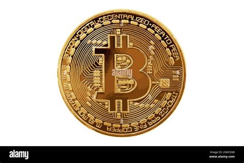 Digital Currency Golden Bitcoin BTC Isolated On White Background