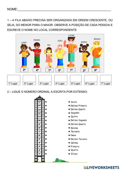 Atividades Com Numeros Ordinais 3 Ano