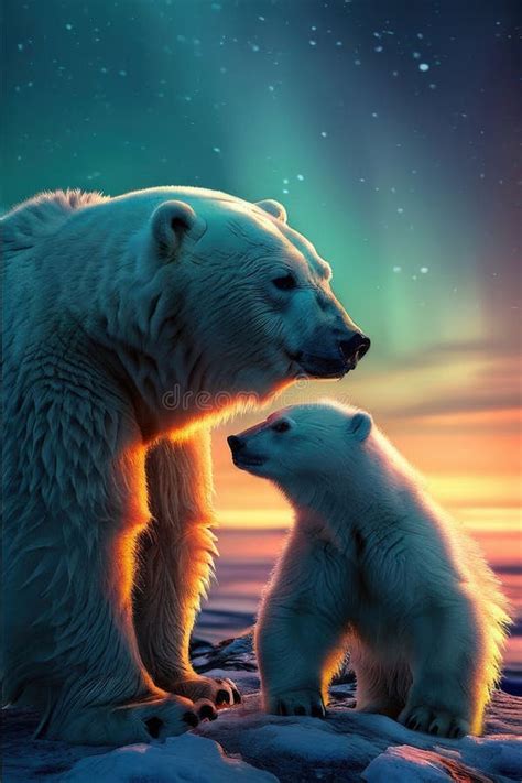 The Ai Image Generator White Polar Bear In Her Habitat Stock