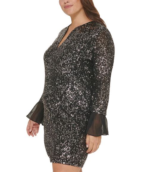 Calvin Klein Plus Size Sequined Chiffon Trim Sheath Dress Macys