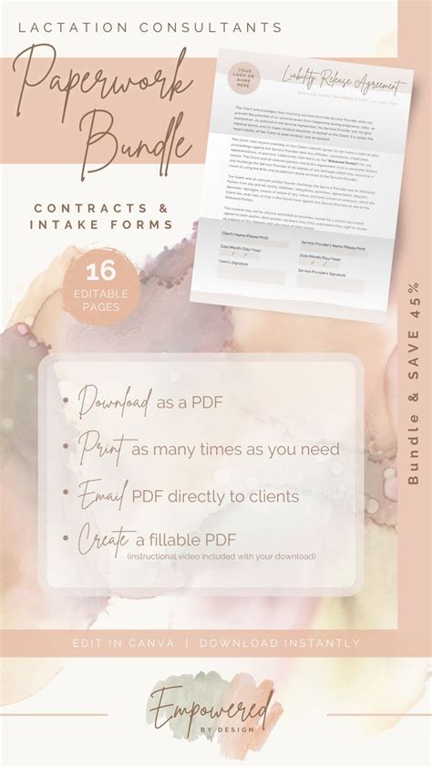 Lactation Consultant Paperwork Bundle Contracts And Intake Forms