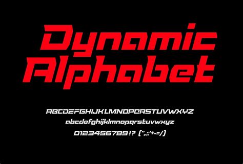 Red Sport Dynamic Font With Numbers And Punctuation Uppercase And