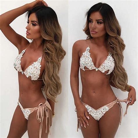 Bikini De Encaje Diamante Traje De Ba O Cristal Mujer Traje De Ba O