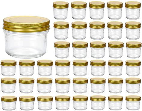 Amazon Encheng Oz Clear Glass Jars With Lids Golden Small Spice