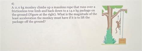 Solved 4 A 11 0 Kg Monkey Climbs Up A Massless Rope That Chegg