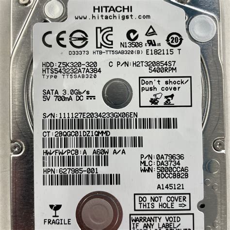 Hitachi Travelstar Z5K320 320GB 2 5 5400RPM SATA 3GB S 8MB HDD