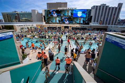 The Pools And Decks Are Crowded In Stadium Swim At The Circa On Friday