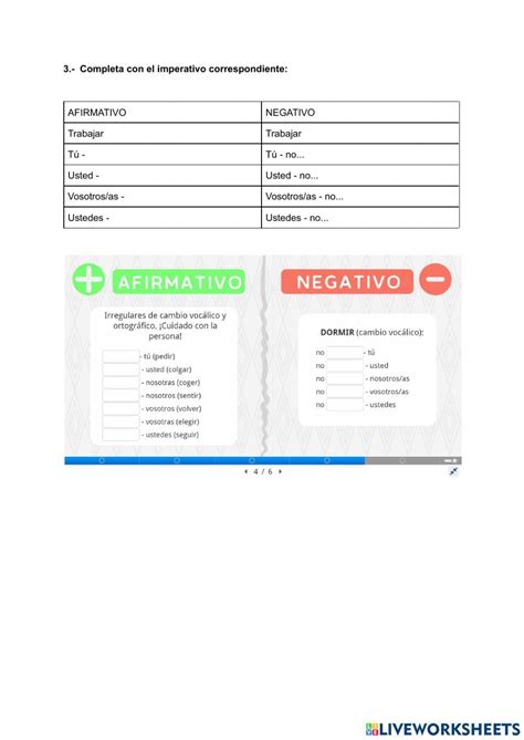 Ejercicios Verbos Imperativo Y No Personales Worksheet Live Worksheets