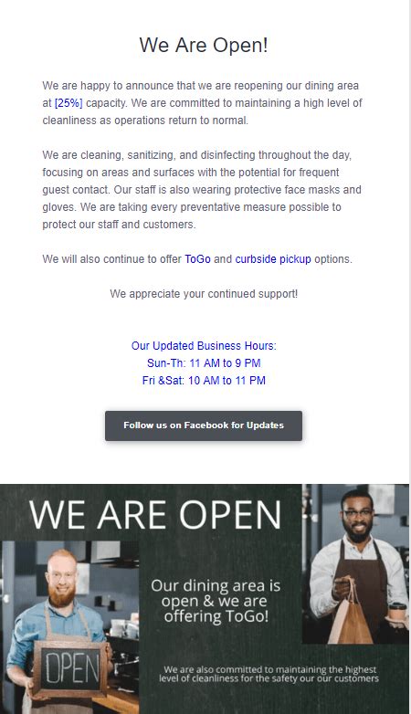 Reopening Announcement Email Examples Templates For Businesses