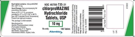 Chlorpromazine Tablets Package Insert