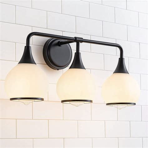 HAHZT Black Bathroom Light Fixtures 3 Lights Vanity Lights With Milky