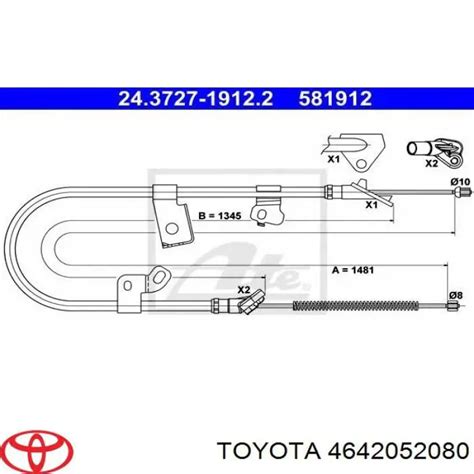 Toyota Cable De Freno De Mano Trasero Derecho