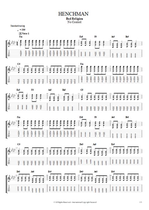 Henchman Tab By Bad Religion Guitar Pro Full Score Mysongbook