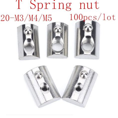 100pcs 20 M3 M4 M5 M6 T Spring Nut Half Round Elasticity Spring Nut