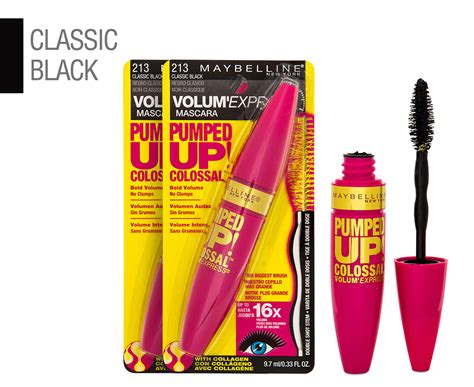 2 X Maybelline Volum Express Pumped Up Colossal Mascara 9 5mL Classic