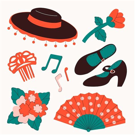 Colecci N De Elementos De Baile Flamenco Dibujados A Mano Vector Premium