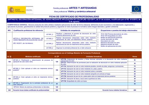 Ficha De Certificado De Profesionalidad Rea Profesional