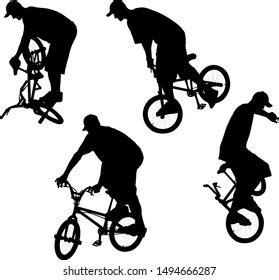 Bmx Stunt Cyclist Silhouettes Vector Stock Vector Royalty Free