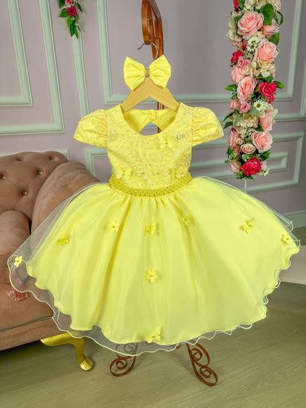 Vestido Jardim Encantado Amarelo Bela Beb Luxo Elo