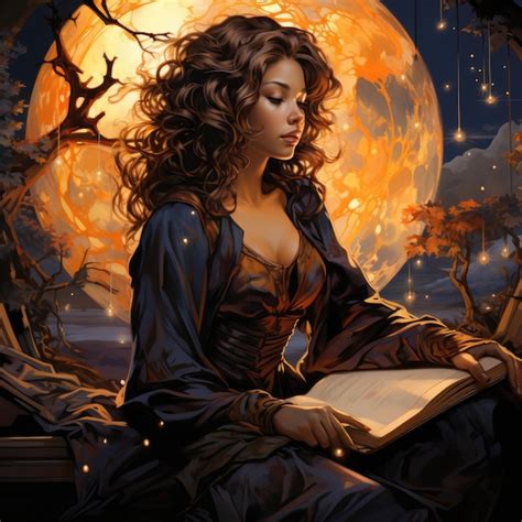 Premium AI Image | woman book epic dark fantasy illustration tattoo ...