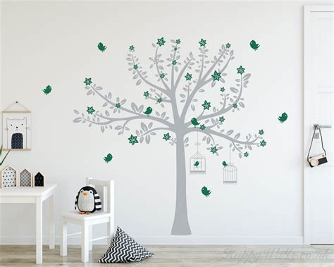 Cherry Blossom Tree Wall Decal With Birds