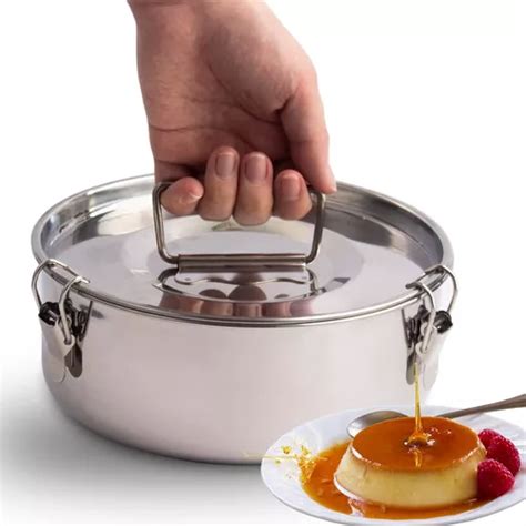 Sartén De Flan De Acero Inoxidable 63 Oz Flanera Molde Meses