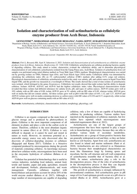 (PDF) Isolation and characterization of soil actinobacteria as ...